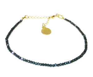 Bransoletka z grafitowych spineli pozłacana (spinel)