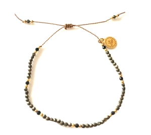 Bransoletka Naturalność  piryty ze spinelem pozłacana